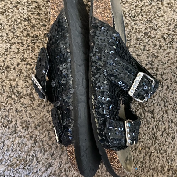 Penny & Kenny Sequined Sandals - Black - Size 8-8 1/2 - Picture 4 of 7